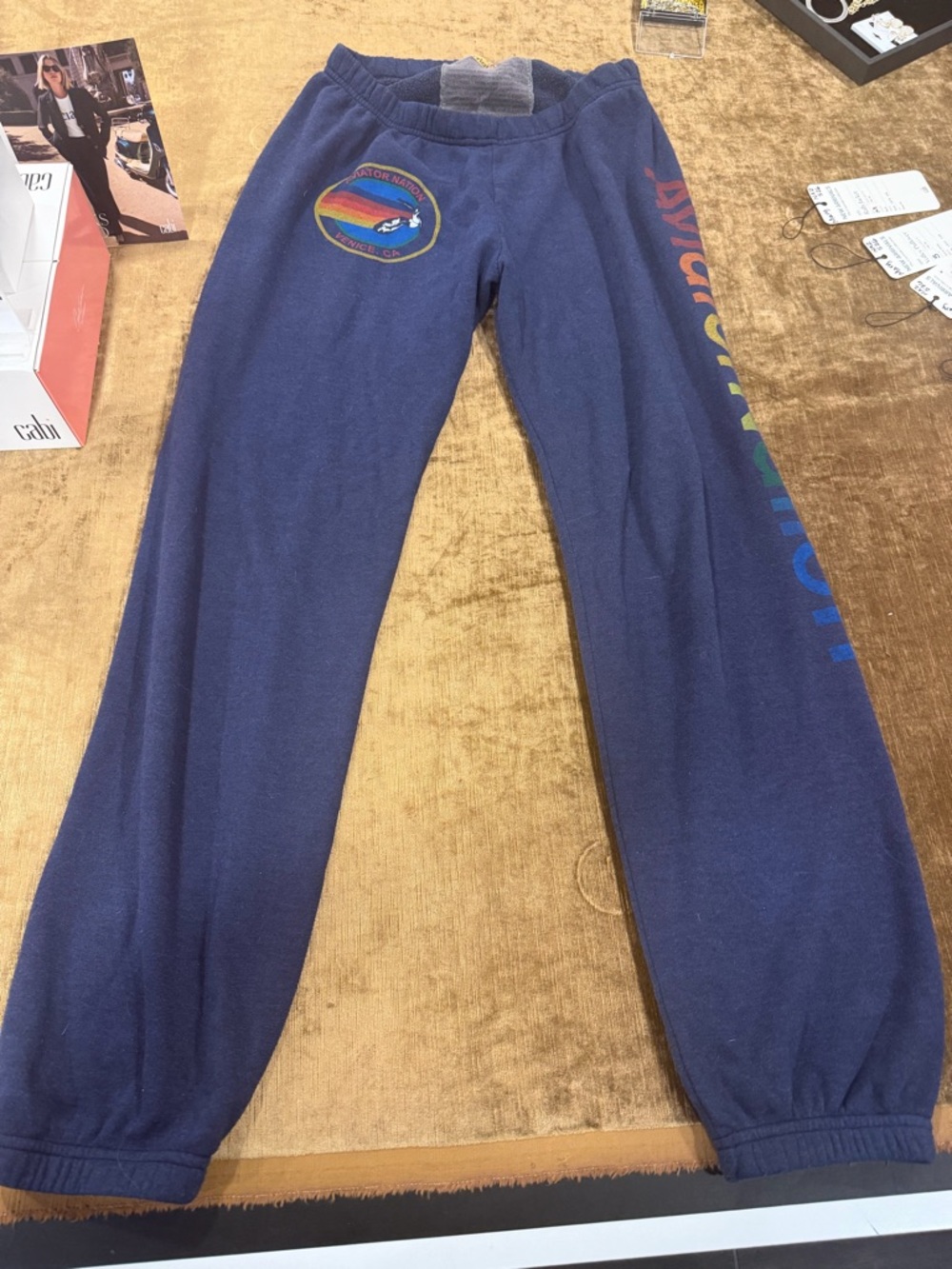 Aviator Nation Rainbow Logo Navy Sweatpants